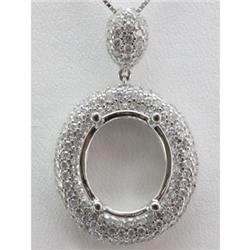 Genuine 1.35ctw  Round Cut Diamond Semi Mount Pendant 18k White Gold, 5.66g