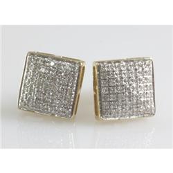 Genuine 0.37ctw  Round Cut Diamond Pave Screw Back Earring 10k Yellow Gold, 2.14g