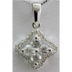 Genuine 0.50ctw Round Cut Diamond Star Heart Pendant 14k White Gold, 1.04g