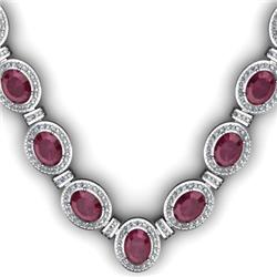 Certified 43.60 ctw Ruby& Diamond Necklace 18kt W/Y Gold