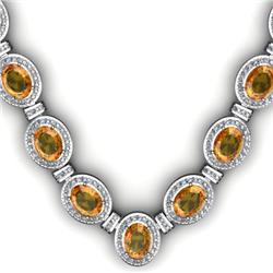 Certified 36.10 ctw Citrine & Diamond Necklace 18kt W/Y Gold