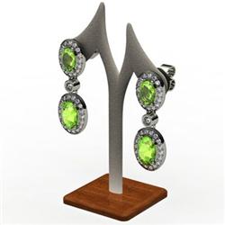 Peridot 3.70 ctw Diamond Dangling Earring 14k W/Y Gold