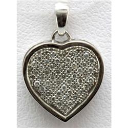 Genuine 0.16ctw Round Cut Diamond Pave Heart Pendant 10k White Gold, 1.25g