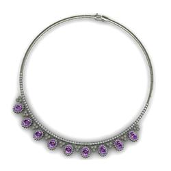 Genuine 14.14 ctw Amethyst Necklace 16.5 inches 14ktW/Y Gold