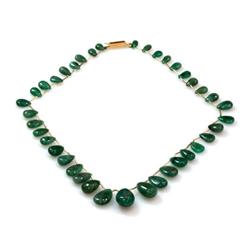 Natural Emeralds Smooth Teardrops Briolettes Graduated Stringing Neckalce 139.85ctw with brass clasp