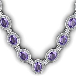 Certified 38.60 ctw Tanzanite & Diamond Necklace 14kt W/Y Gold