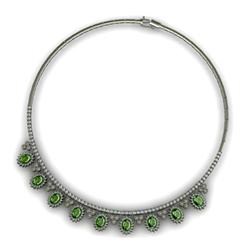 Genuine 13.51 ctw Green Tourmaline Necklace 16.5 inches 18k W/Y Gold