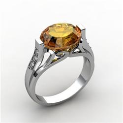 Genuine 4.29 ctw Citrine Ring 18kt White or Yellow Gold