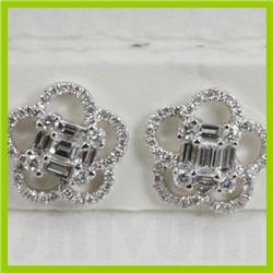 Genuine  0.69 ctw Diamond Emerald Earring 18KT White Gold