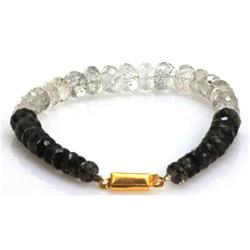 Natural Black Rutile and Tourmalated Quartz Faceted Graduated  Briolettes Bracelet 104.37ctw approxi