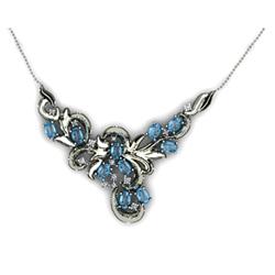 Genuine 4.24 ctw Aqua Marine Necklace 16.5 inches 18k W/Y Gold