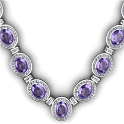 Certified 38.60 ctw Tanzanite & Diamond Necklace 18kt W/Y Gold