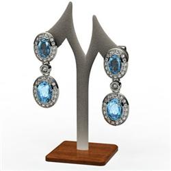 Aqua Marine 3.10 ctw Diamond Dangling Earring 18k W/Y Gold