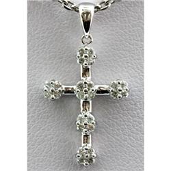 Genuine 0.30ctw Round Cut Diamond Cross Pendant 14k White Gold, 1.30g