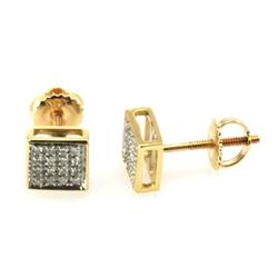 Genuine 0.14ctw Round Cut Diamond Invisibl Type Earring 10k Yellow Gold Screw back, 1.05g