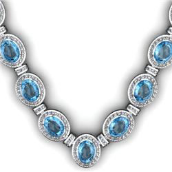 Certified 32.35 ctw Aqua Marine & Diamond Necklace 18kt W/Y Gold