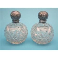 A large pair of Edwardian silver mounted cut...