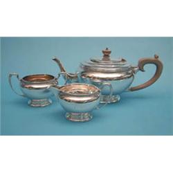 A George VI 3 piece silver teaset of...