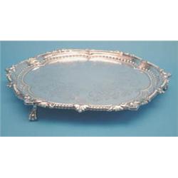 A late Victorian silver salver of lobed...