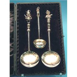 A cased set of 2 Victorian novelty silver...