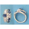 Image 1 : A gold 10 stone sapphire and diamond 2-row...