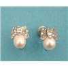 Image 1 : A pair of diamond and cultured pearl...