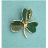 Image 1 : An 18ct gold green enamelled Shamrock brooch...