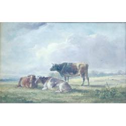 Henry Earp Senior, oil on board, Cattle in a...