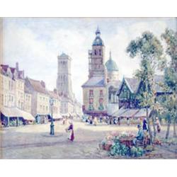 J.W.Milliken, watercolour, 'A Market Day,...