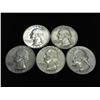 Image 1 : 5 ASSORTED 60'S WASHINGTON SILVER QUARTERS