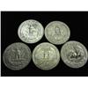 Image 2 : 5 ASSORTED 60'S WASHINGTON SILVER QUARTERS