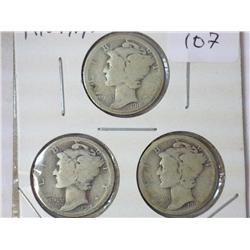 1918-P,18-D & 18-S MERCURY DIMES