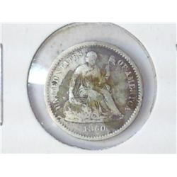 1860-O SEATED LIBERTY HALF DIME