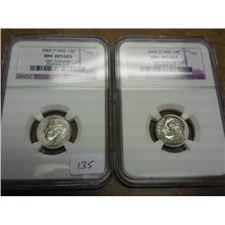 2 SLABS 2006-P/D SMS ROOSEVELT DIMES NGC UNC DET.