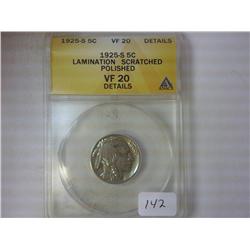 1925-S BUFFALO NICKEL ANACS (VERY FINE 20 DETAILS)