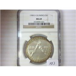 1988-D OLYMPICS SILVER DOLLAR NGC MS69
