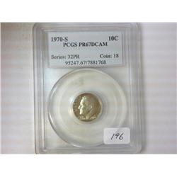 1970-S ROOSEVELT DIME PCGS PR67DCAM
