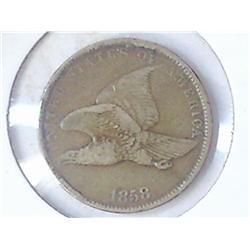 1858 SMALL LETTER FLYING EAGLE CENT (VERY GOOD)