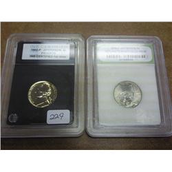 2 SLABS 1962 JEFFERSON INB PF70 & 06 JEFFY INBMS70