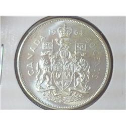 1964 CANADA SILVER 50 CENTS (UNC)