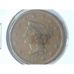 1840 SMALL DATE US LARGE CENT (FINE)