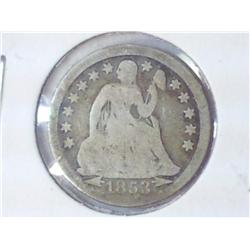 1853 SEATED LIBERTY DIME