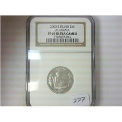 2003-S SILVER ALABAMA QUARTER NGC PF69 ULTRA CAMEO