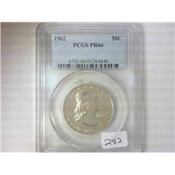 1962 FRANKLIN HALF DOLLAR PCGS PR66