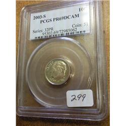 2003-S ROOSEVELT DIME PCGS PR69 DCAM