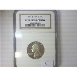1981-S TYPE I WASHINGTON QUARTER NGC PF68 ULTRACAM