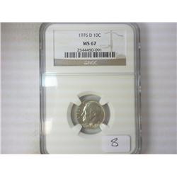 1976-D ROOSEVELT DIME NGC MS67