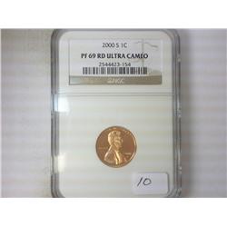 2000-S LINCOLN CENT NGC PF69 RD ULTRA CAMEO