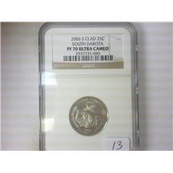 2006-S SOUTH DAKOTA QUARTER NGC PF70 ULTRA CAMEO