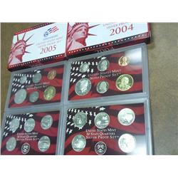 2004 & 05 US SILVER PROOF SETS (WITH BOXES)